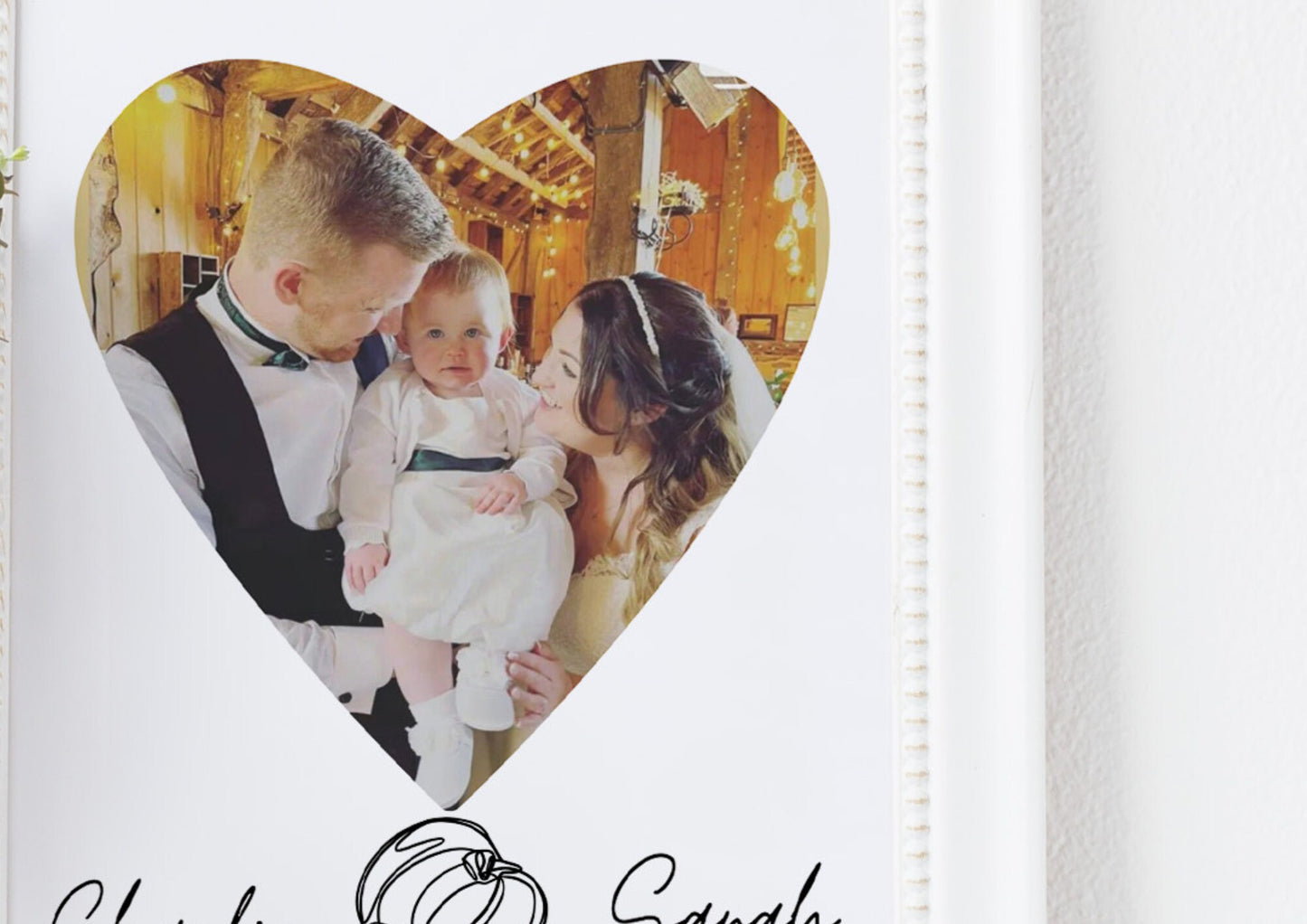 Personalized Wedding Photo Print: Heart Keepsake, Custom Names & Date