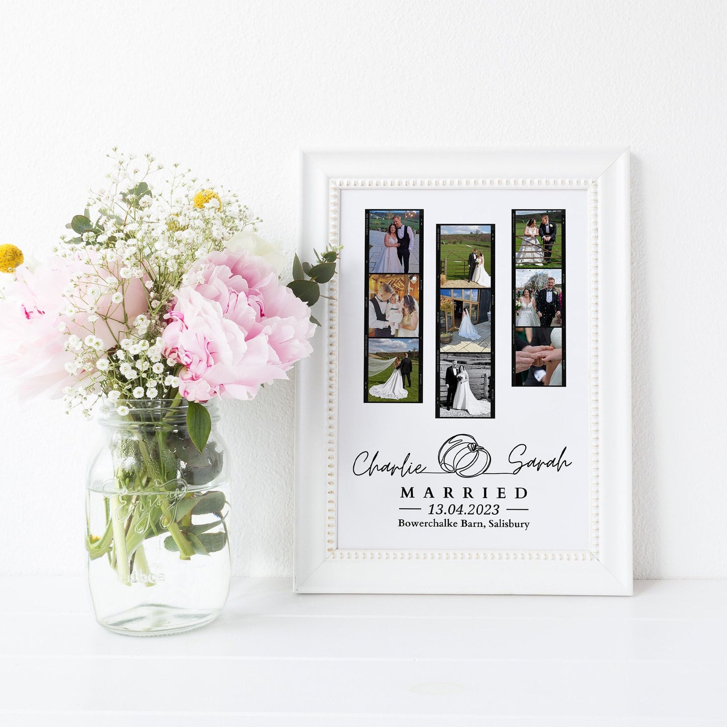 Custom Wedding Photos Keepsake Poster, Gift for Couple, Gift for Her Him, Personalised Wedding Day Gift, 1st Anniversary, Marriage Gift