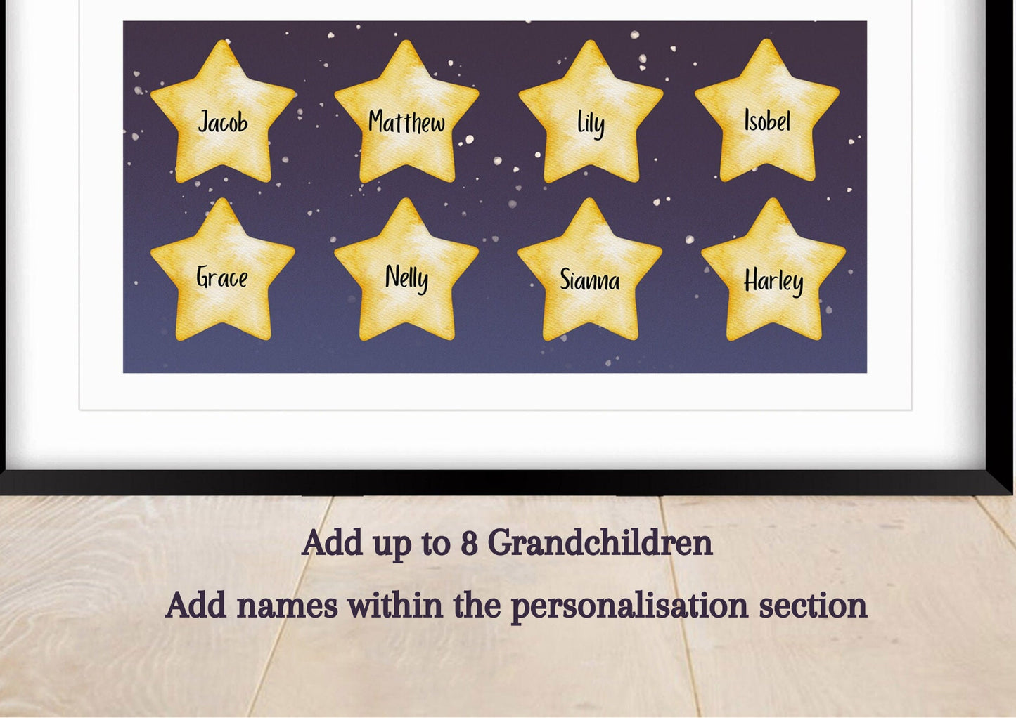 Custom Grandparents Stars Gift Print, Nana and Grandad Keepsake, Personalised Star Nanny Birthday Present, Gift from Grandson Granddaughter