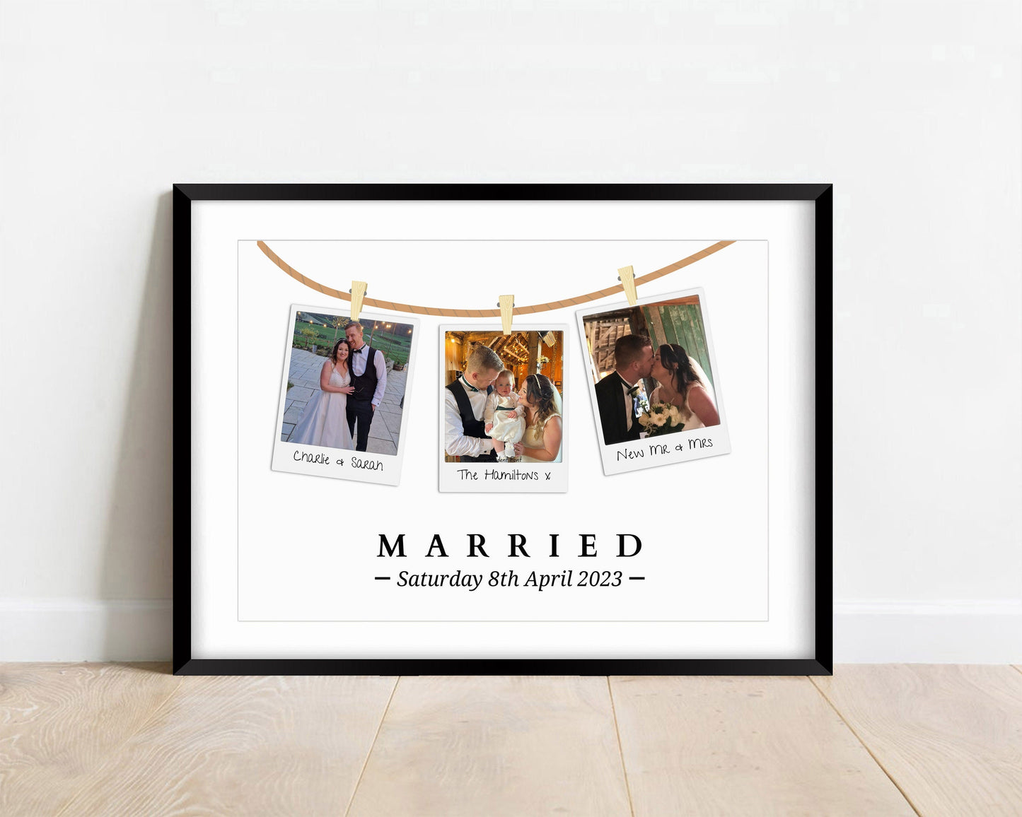 Personalised Wedding Photo Polaroid Print: Newlywed Gift Wall Art