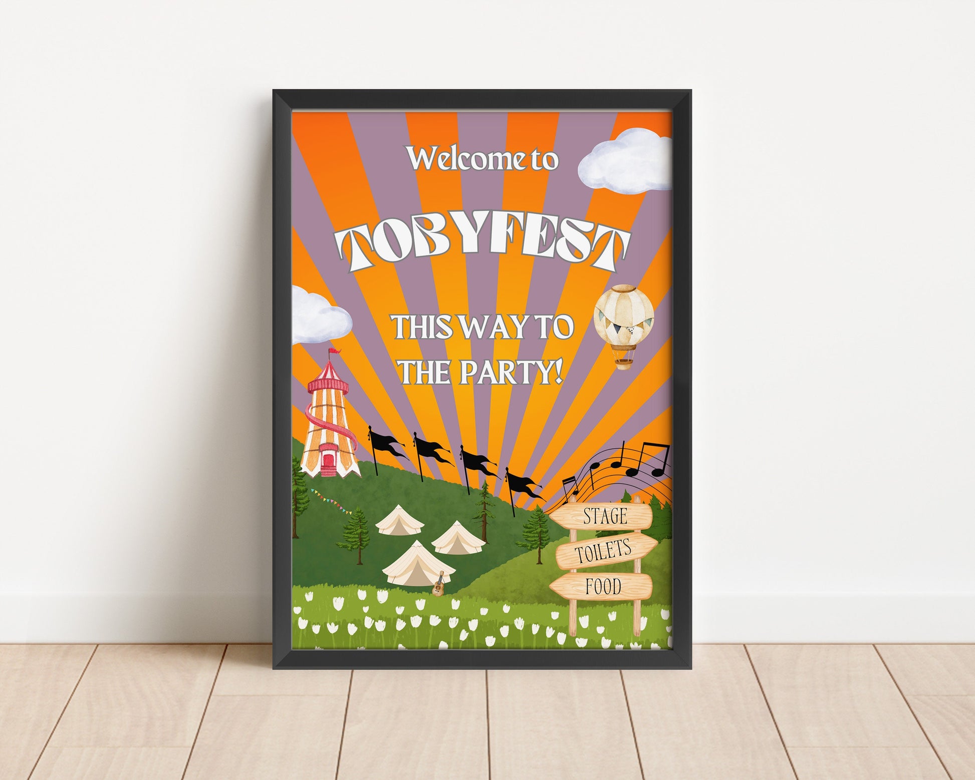 Festival Theme Party Poster: Custom Birthday Party Welcome Sign