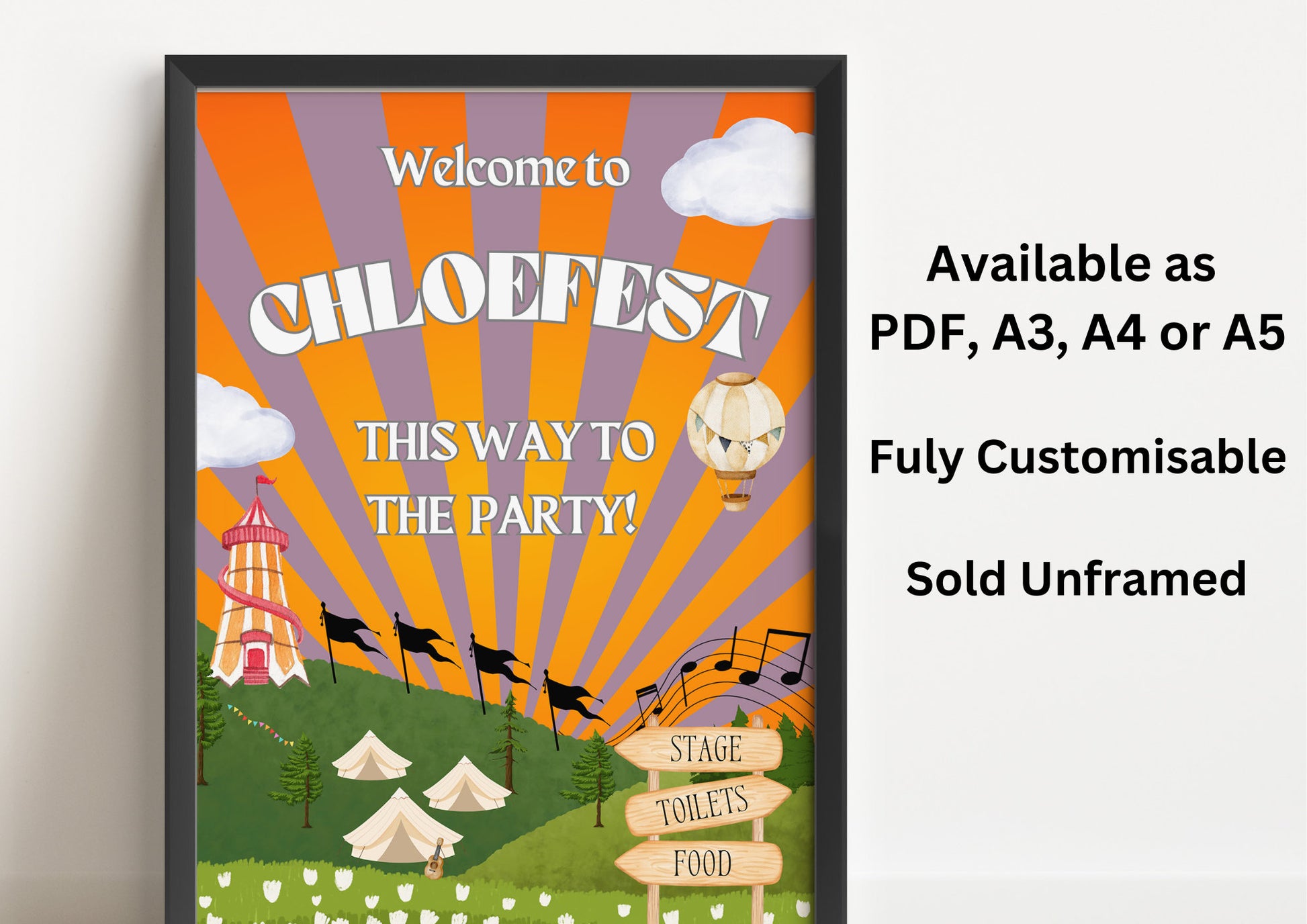 Festival Theme Party Poster: Custom Birthday Party Welcome Sign