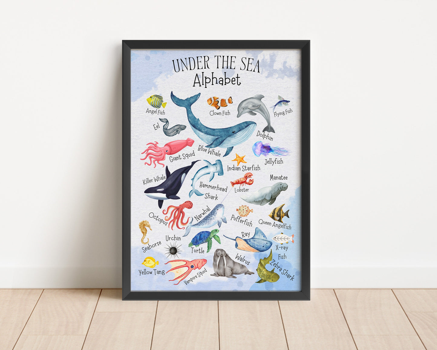 Personalised Ocean Nursery Art: Watercolor Sea Animal Prints, Coastal Kids Decor