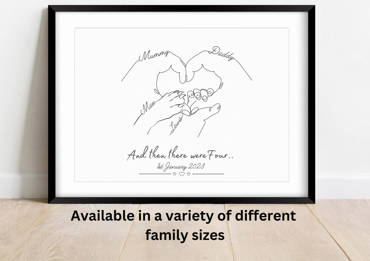 Personalised Family of Five Poster, Gift for New Baby, Minimalist Art Print, Baby Shower, Family Name and Date of Birth, Mothers Day Gift