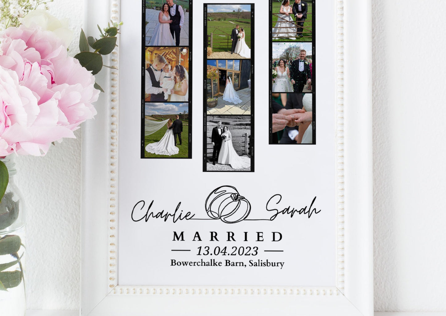 Custom Wedding Photos Keepsake Poster, Gift for Couple, Gift for Her Him, Personalised Wedding Day Gift, 1st Anniversary, Marriage Gift