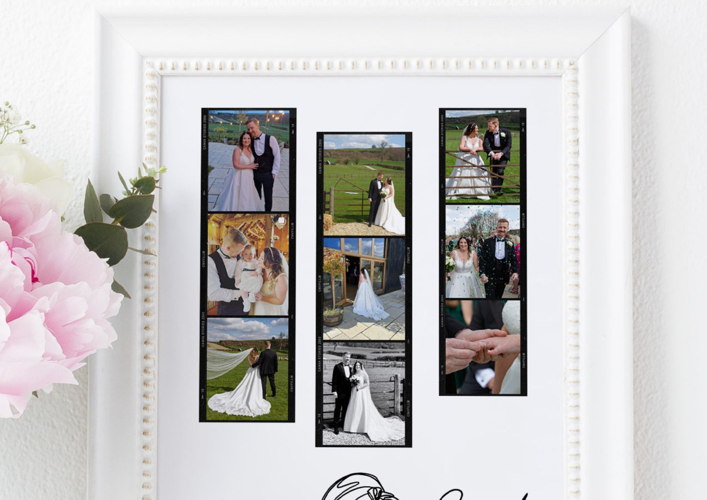 Custom Wedding Photos Keepsake Poster, Gift for Couple, Gift for Her Him, Personalised Wedding Day Gift, 1st Anniversary, Marriage Gift