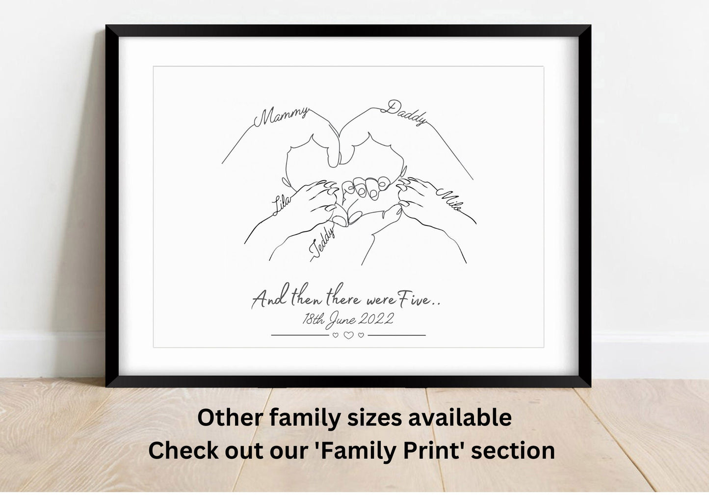 Personalised Family Poster, Baby & Two Dogs, Gift for New Family, Hand Line Art, Baby Shower, Mothers Day Gift Print, New Parents Keepsake