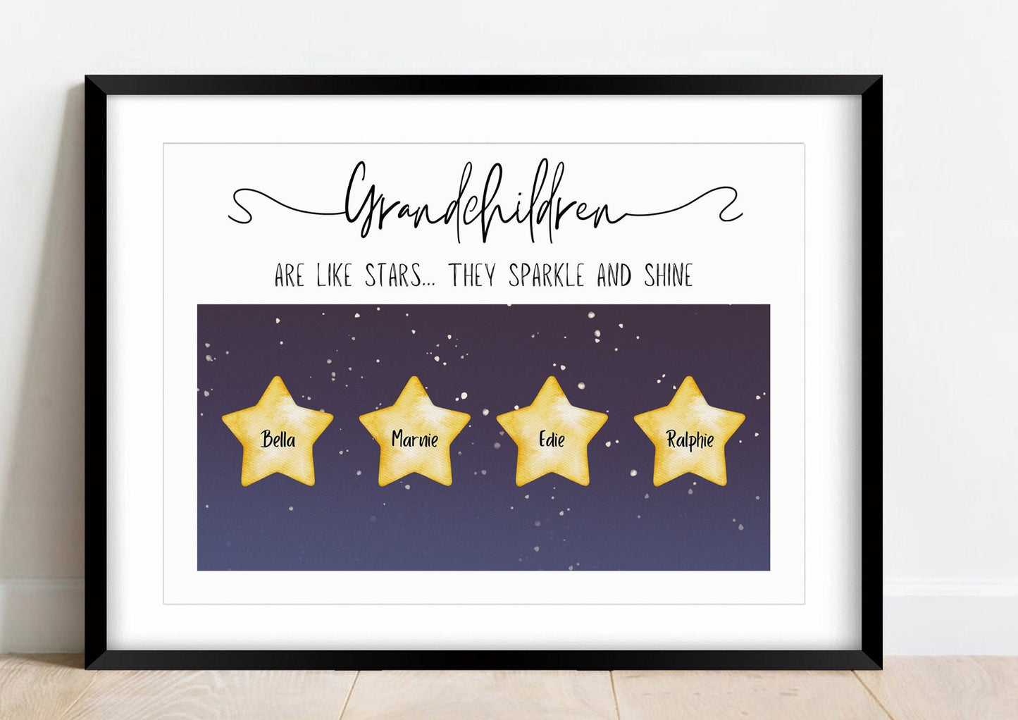 Custom Grandparents Stars Gift Print, Nana and Grandad Keepsake, Personalised Star Nanny Birthday Present, Gift from Grandson Granddaughter