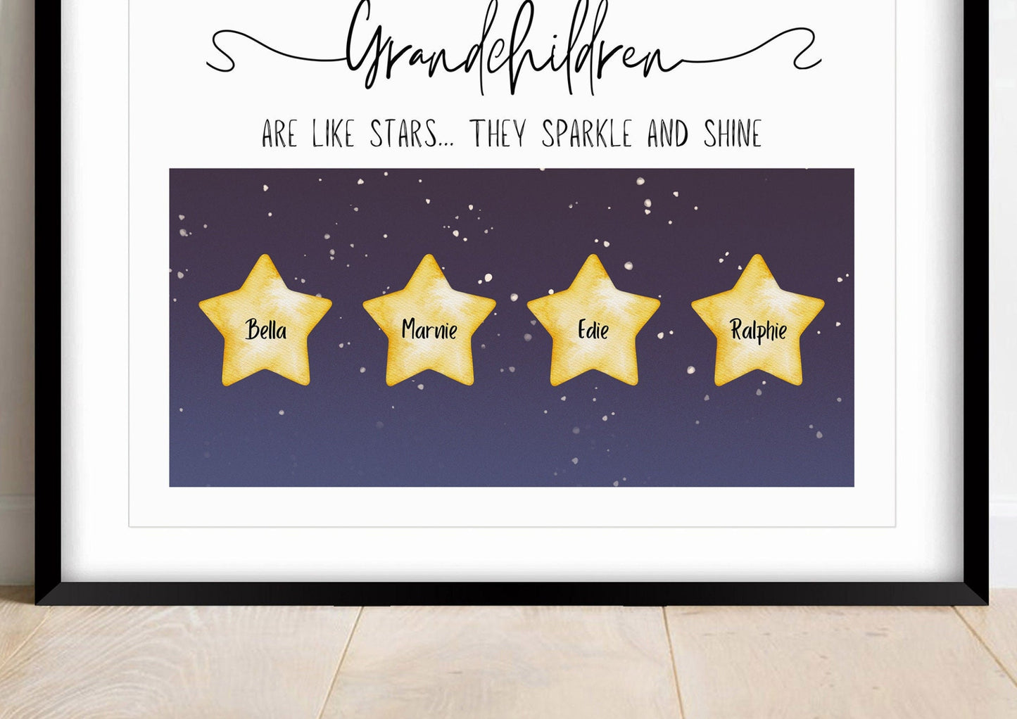 Custom Grandparents Stars Gift Print, Nana and Grandad Keepsake, Personalised Star Nanny Birthday Present, Gift from Grandson Granddaughter