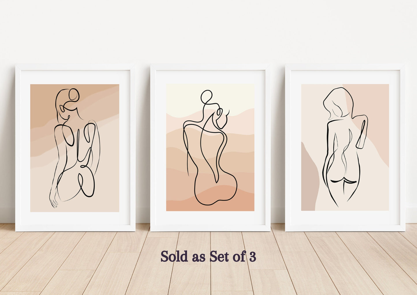 Minimalist Nude Line Art Set of 3 Prints, Abstract Female Body Wall Art, Modern Boho Decor, Neutral Aesthetic Printable Art, Gallery Decor
