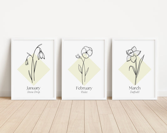 Birth Month Flower Print Set: Botanical Family Portrait