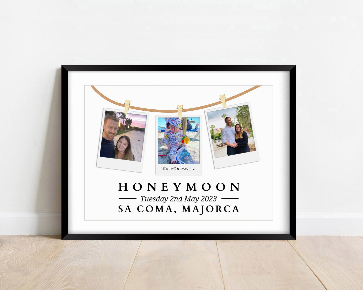 Personalised Honeymoon Photo Print, Custom Honeymoon Keepsake, Honeymoon Gift for Couple, Honeymoon Memories Wall Art, Wedding Gift Idea