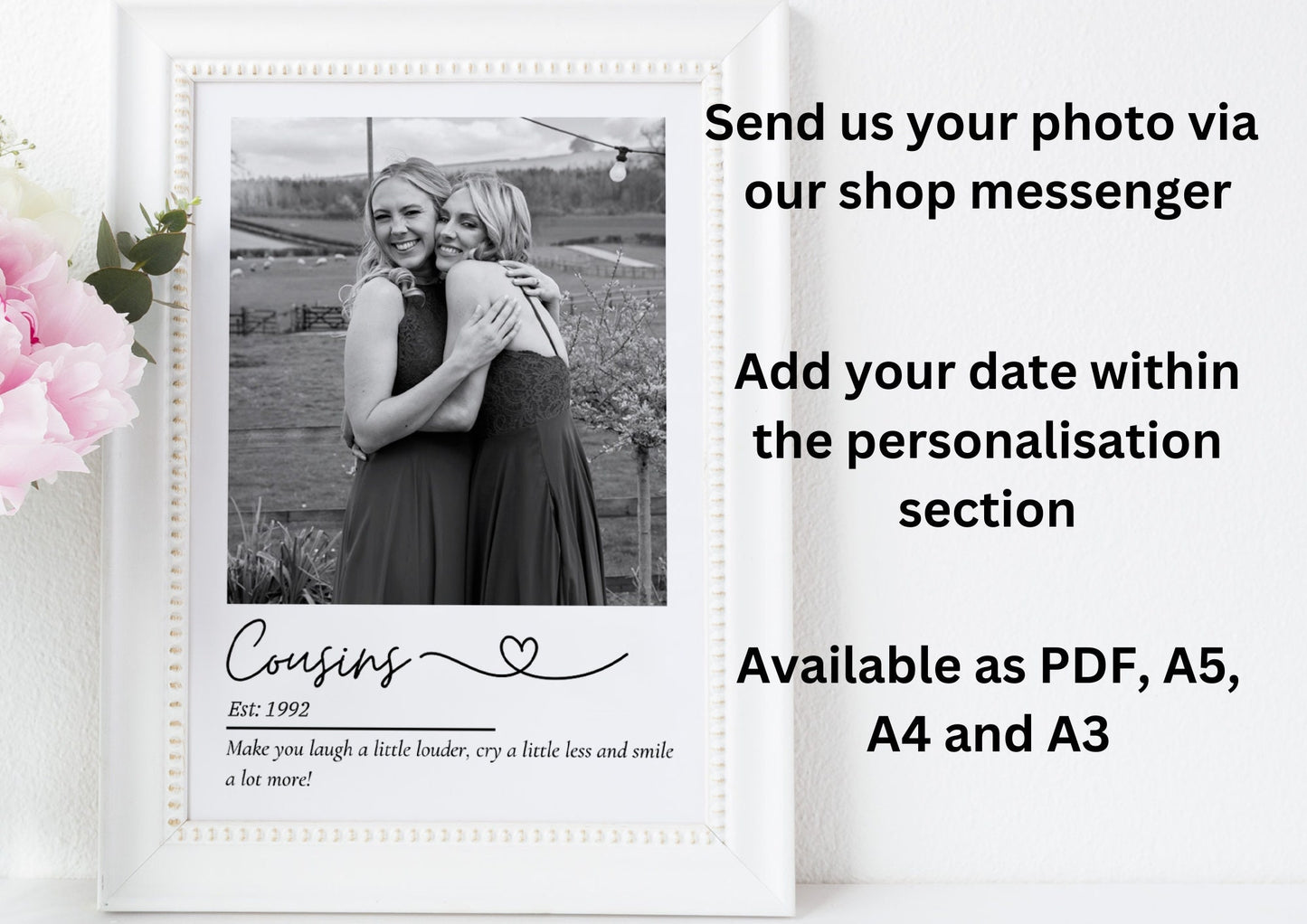 Custom Cousin Photo Print: Personalised Friendship Keepsake