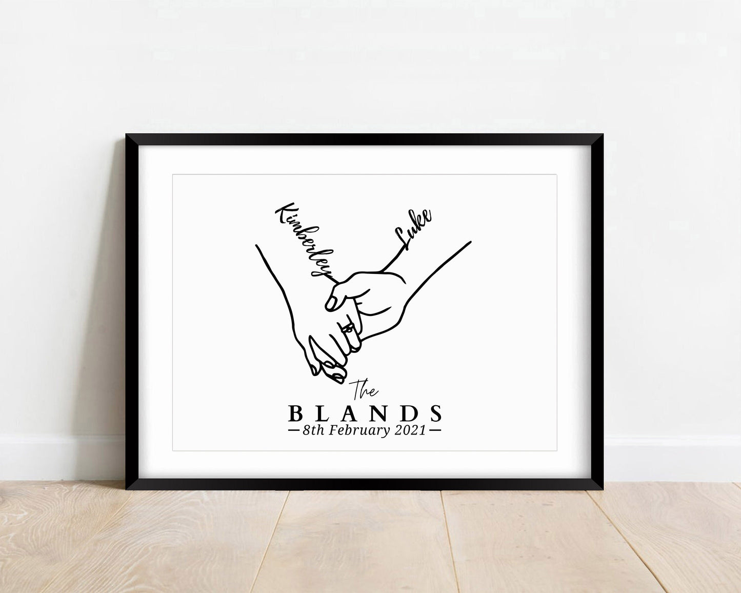 Custom Couple Hands Line Art, Minimalist Gift Print for Her Him, Personalised Anniversary Gift, Birthday Gift for Boyfriend Girlfriend Wife