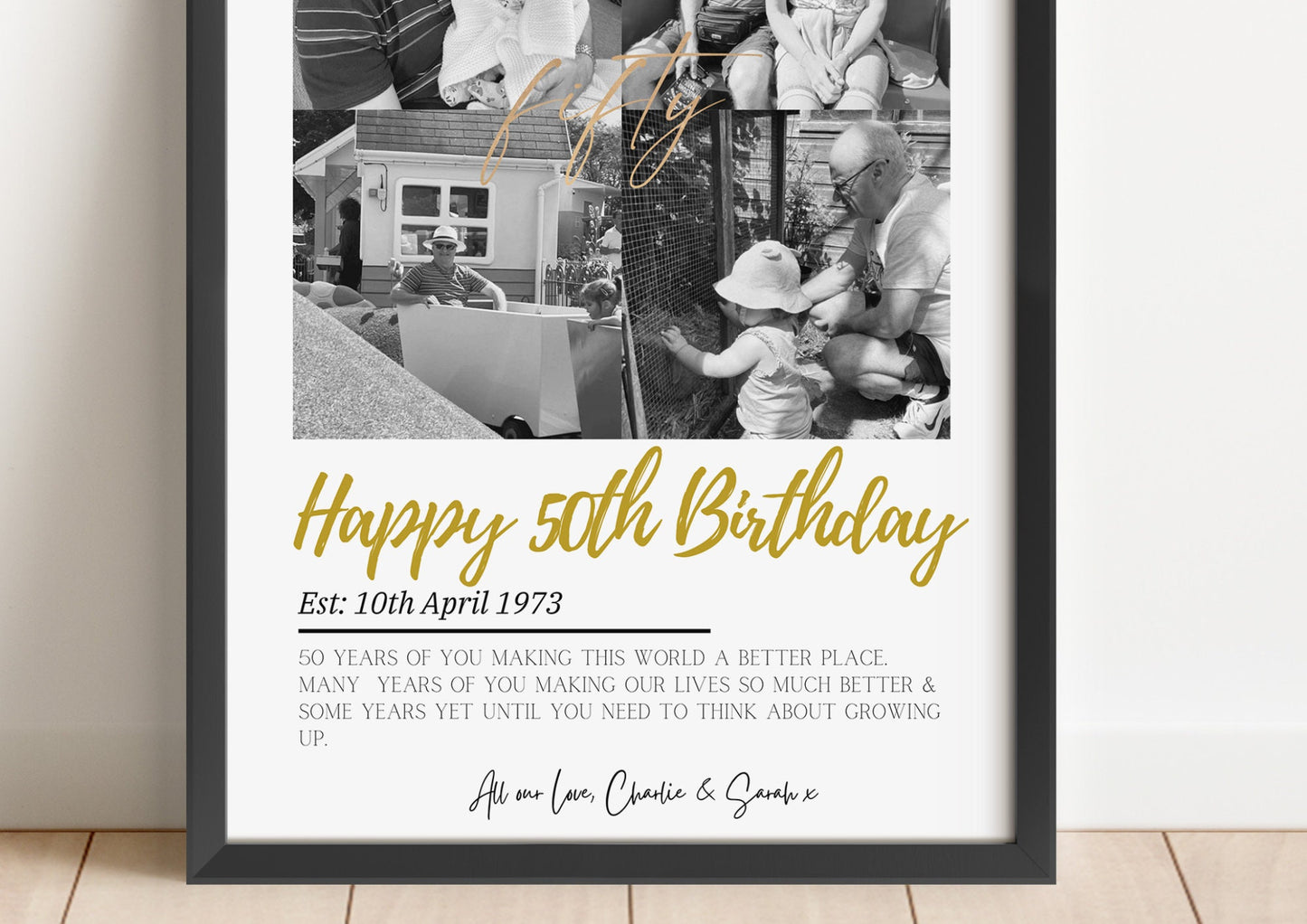 Custom 50th Birthday Print, Fathers Day, Birthday Photo Gift, Friend 50th Birthday, Sister Birthday Gift, Grandad Present, 50th Celebration