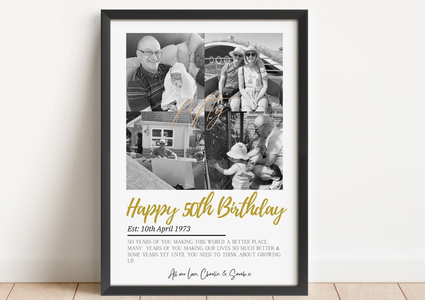 Custom 50th Birthday Print, Fathers Day, Birthday Photo Gift, Friend 50th Birthday, Sister Birthday Gift, Grandad Present, 50th Celebration