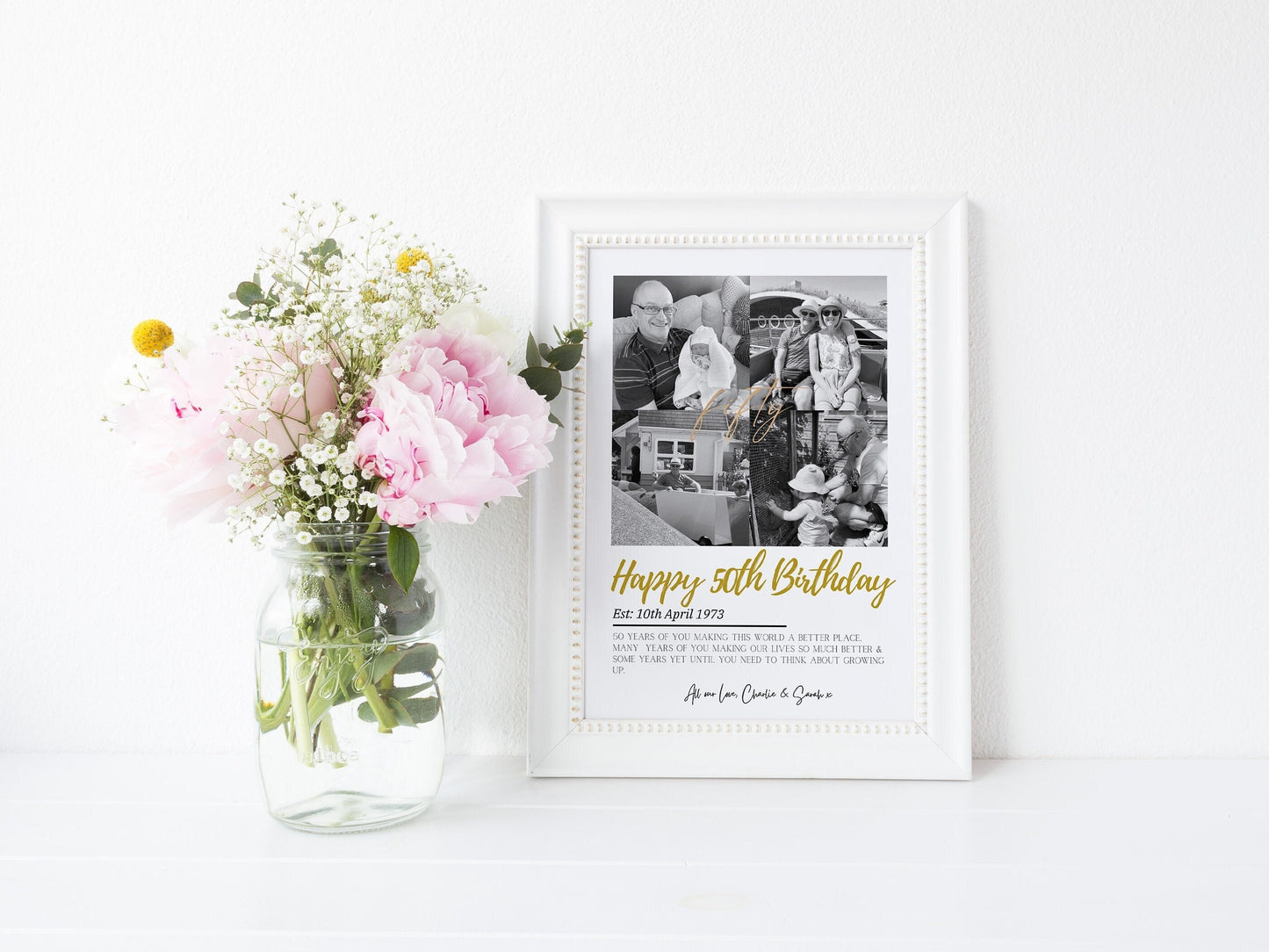 Custom 50th Birthday Print, Fathers Day, Birthday Photo Gift, Friend 50th Birthday, Sister Birthday Gift, Grandad Present, 50th Celebration