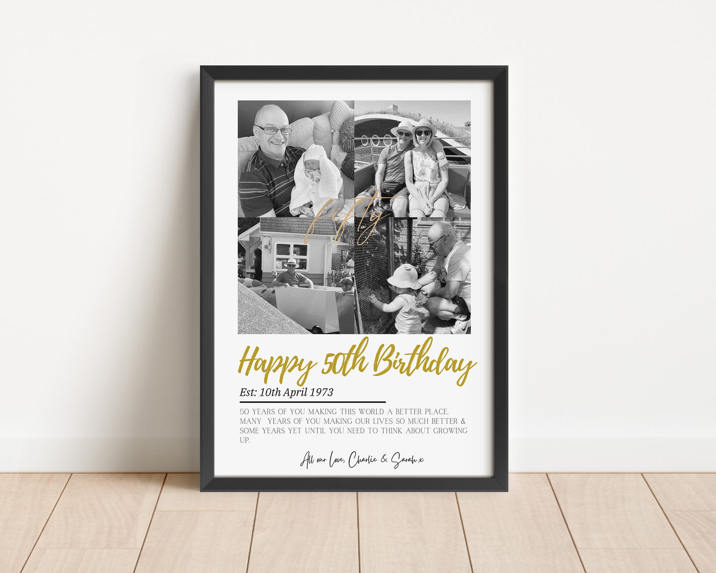 Custom 50th Birthday Print, Fathers Day, Birthday Photo Gift, Friend 50th Birthday, Sister Birthday Gift, Grandad Present, 50th Celebration