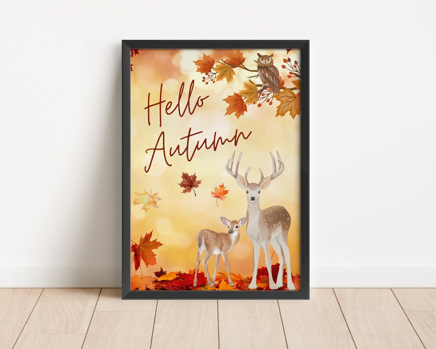 Deer Watercolor Autumn Print: Seasonal Fall Decor (PDF)
