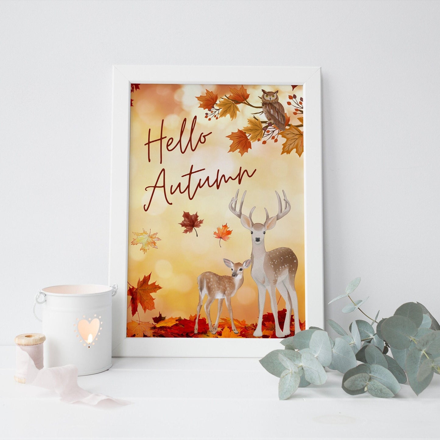 Deer Watercolor Autumn Print: Seasonal Fall Decor (PDF)