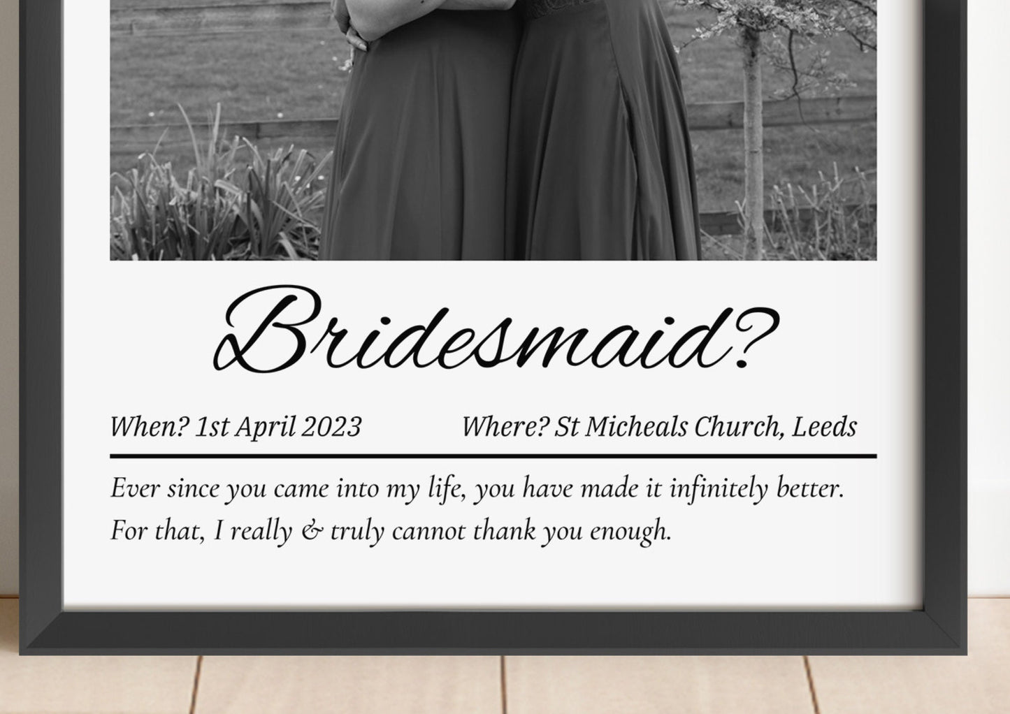 Custom Bridesmaid Proposal Photo Print: Wedding Keepsake Gift