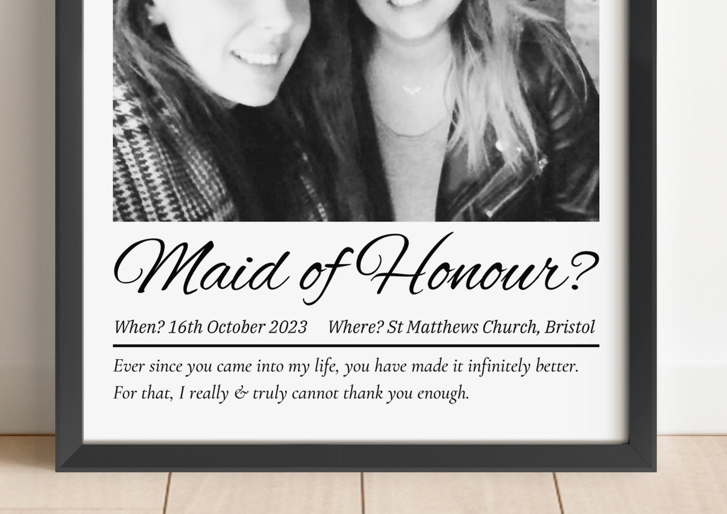 Custom Maid of Honour Proposal, Be my Maid of Honour Print, Wedding Party, Best Friend Photo, Bridal Party Gift, Wedding Party Request Print