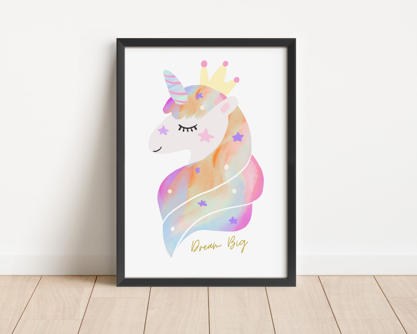 Personalised Unicorn Rainbow Nursery Prints: Set of 3 Pastel Style Wall Art