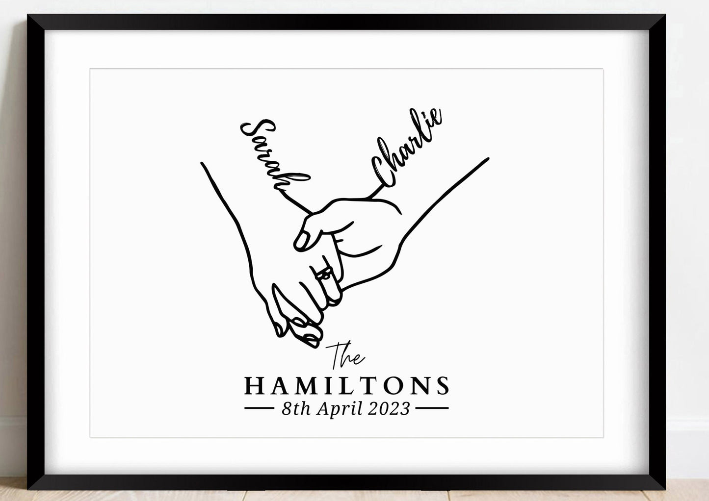 Custom Couple Hands Line Art, Minimalist Gift Print for Her Him, Personalised Anniversary Gift, Birthday Gift for Boyfriend Girlfriend Wife
