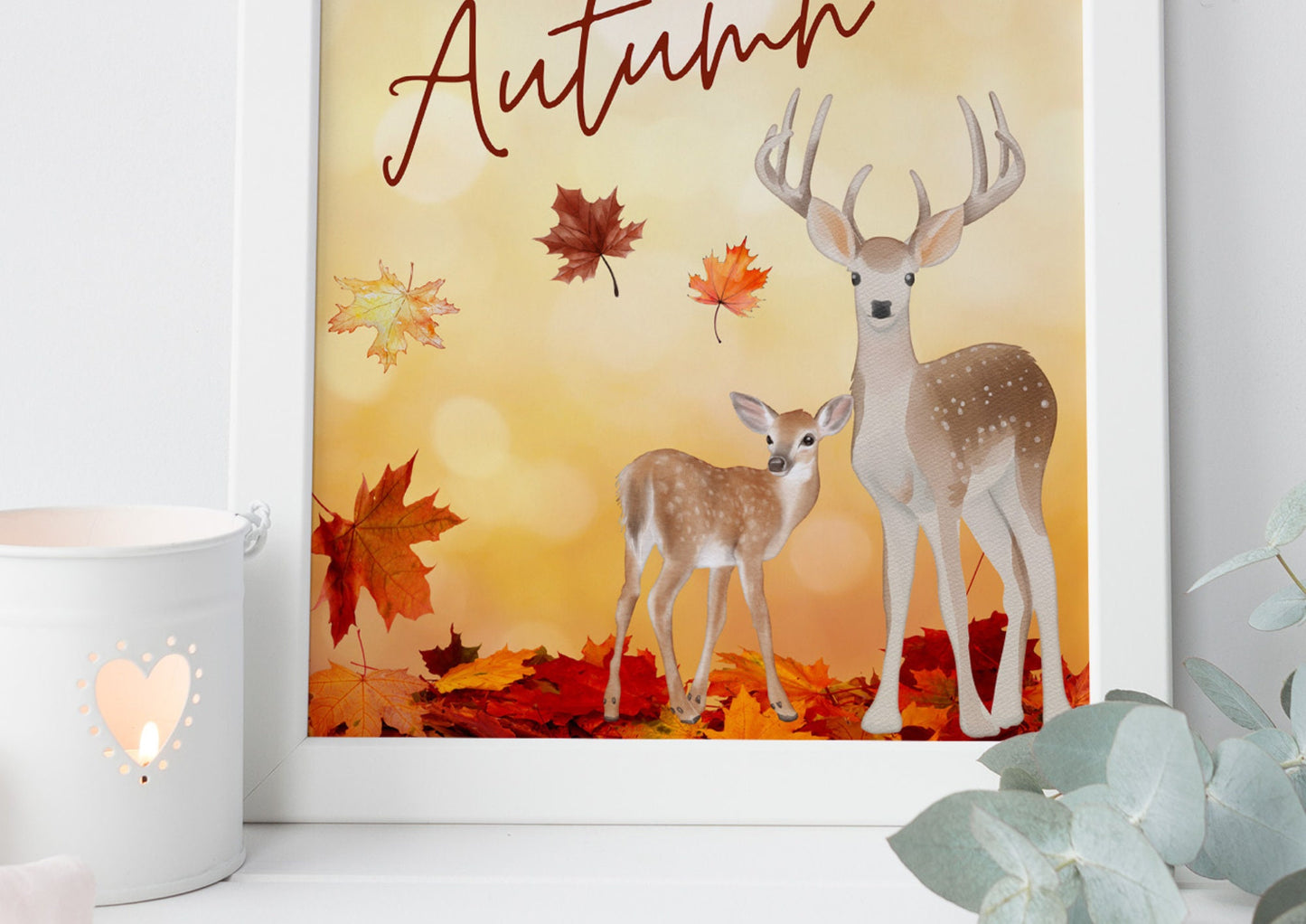 Deer Watercolor Autumn Print: Seasonal Fall Decor (PDF)