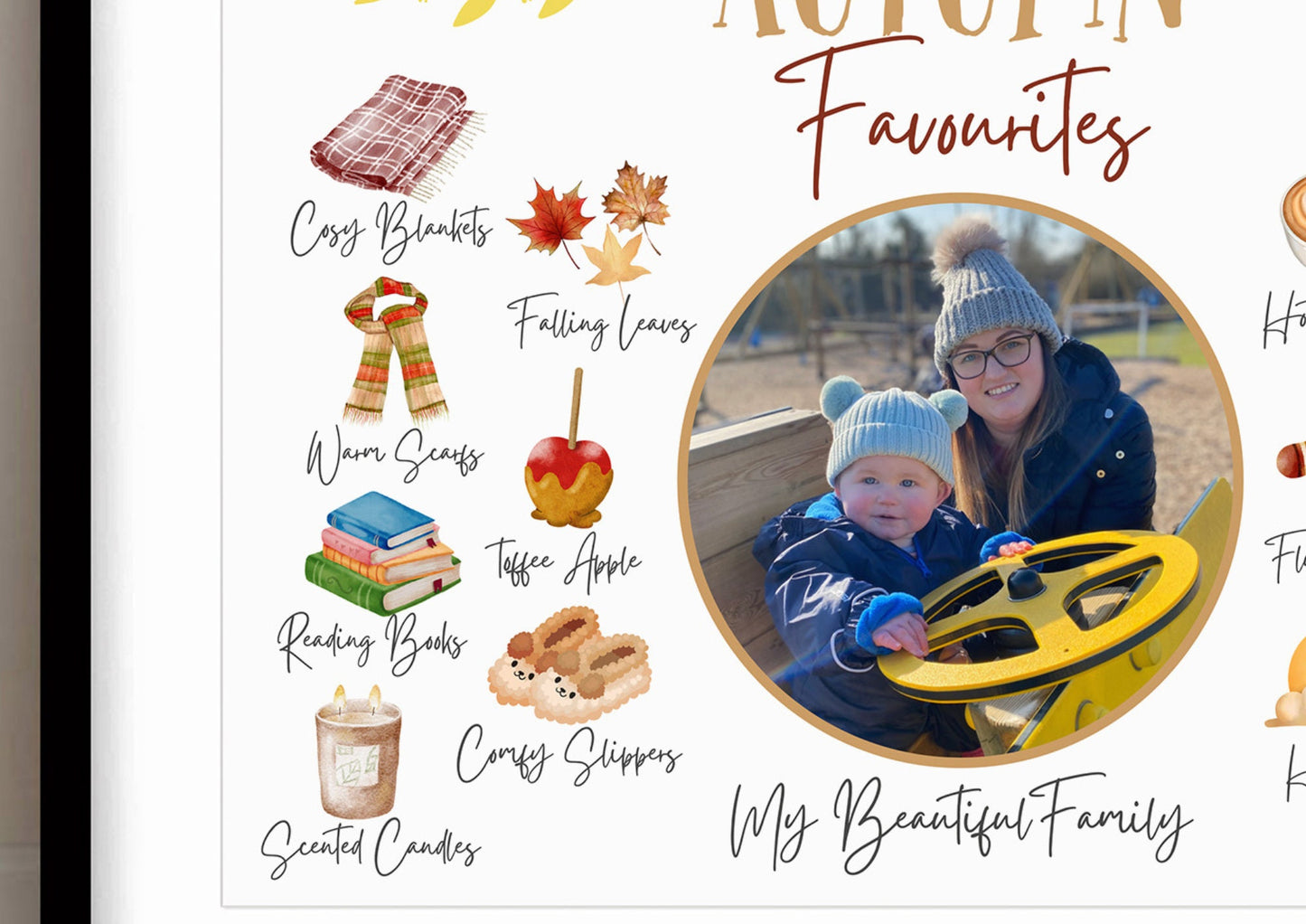 Personalised Autumn Photo Print: Family Fall Favorites, Seasonal Decor