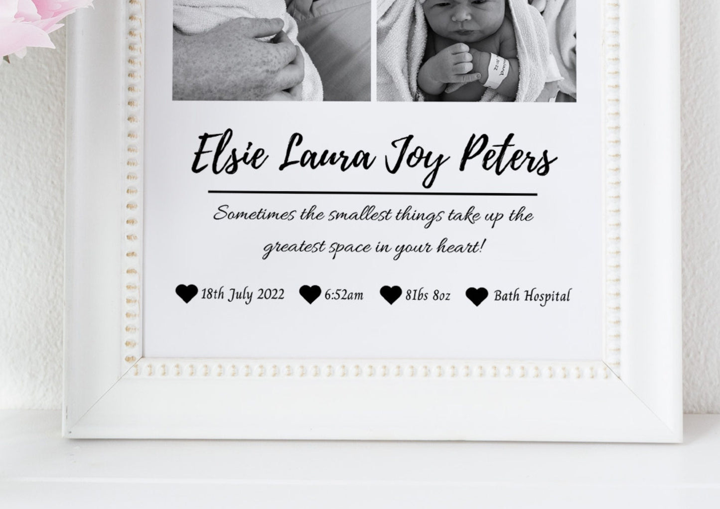 New Baby Photo Keepsake, Birth Stats Print, Birth Announcement Wall Art, Newborn Photo Poster, Personalised Mothers Day Gift, New Parents