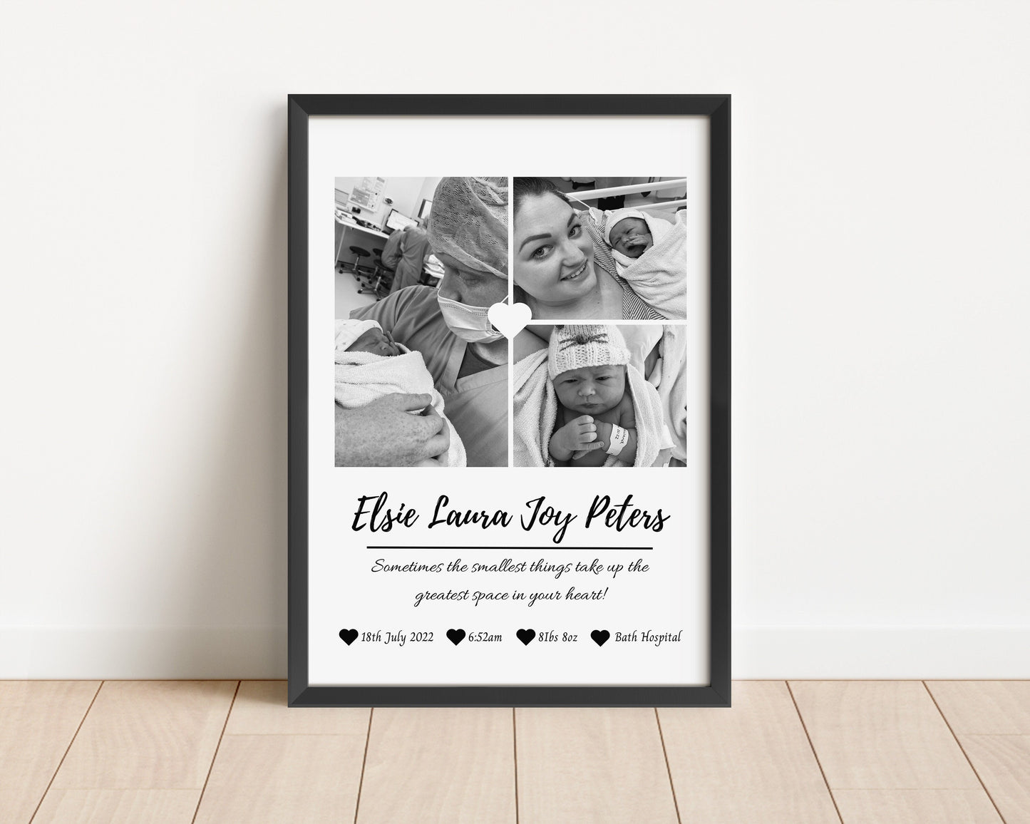 New Baby Photo Keepsake, Birth Stats Print, Birth Announcement Wall Art, Newborn Photo Poster, Personalised Mothers Day Gift, New Parents