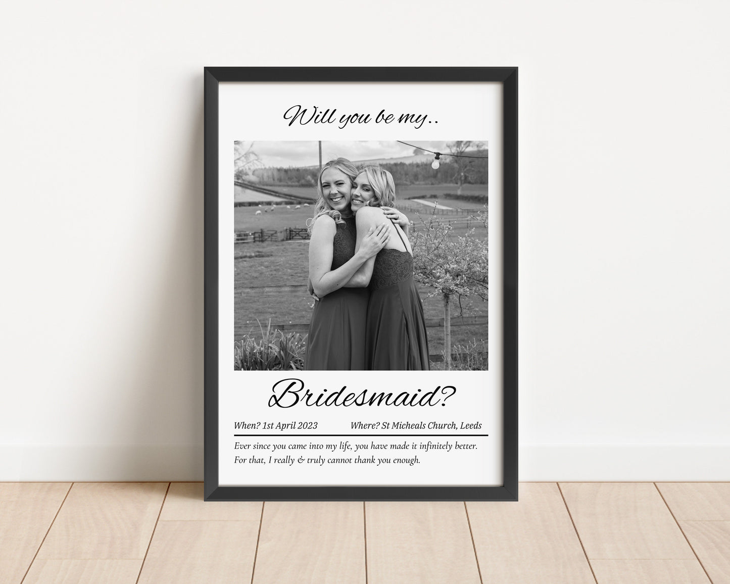 Custom Bridesmaid Proposal Photo Print: Wedding Keepsake Gift