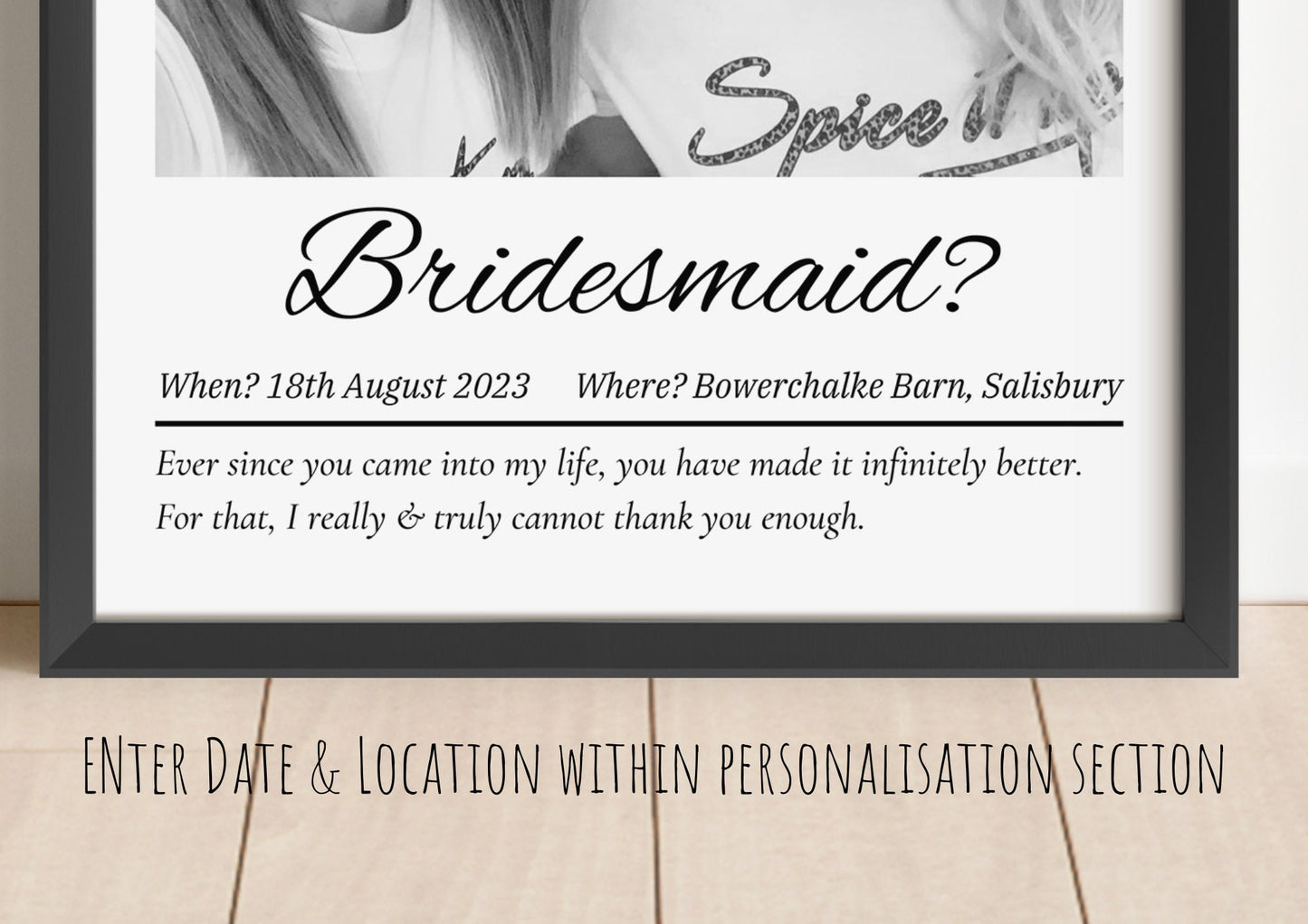 Custom Bridesmaid Proposal Photo Print: Wedding Keepsake Gift