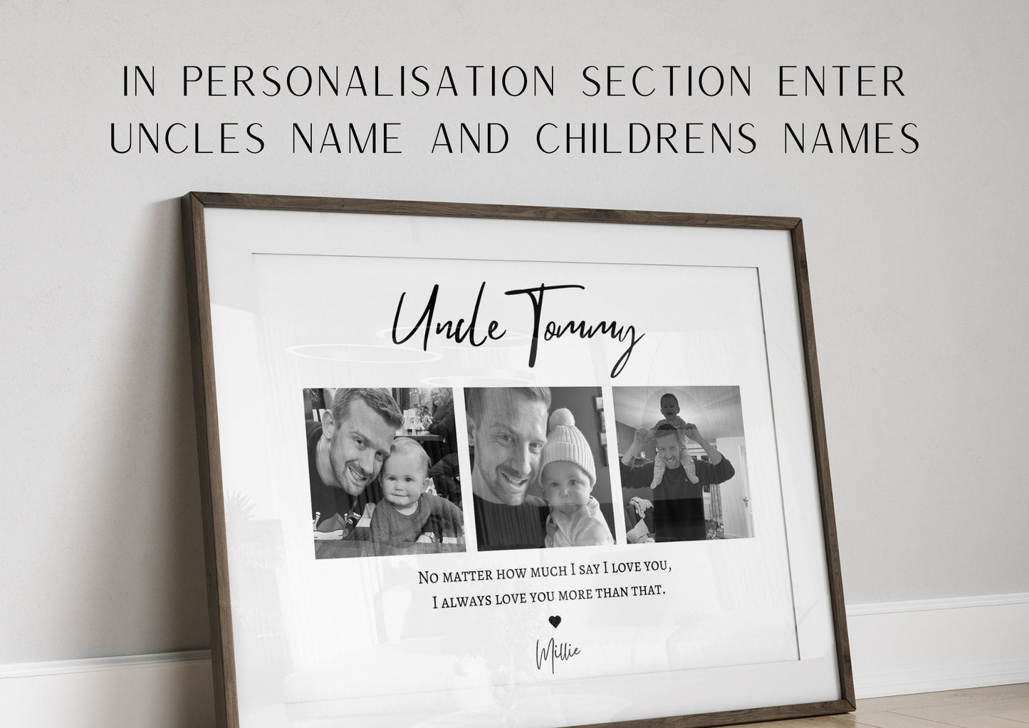 Personalized Uncle Photo Gift: Custom Name Print from Niece/Nephew