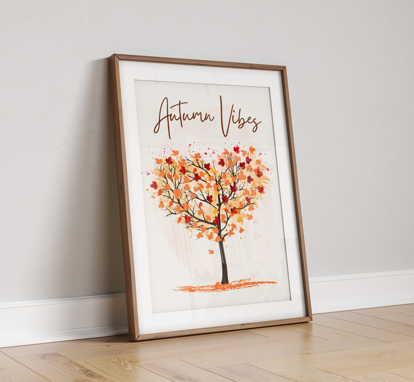 Autumn Vibes Watercolor Tree Print: Seasonal Home Decor (PDF)