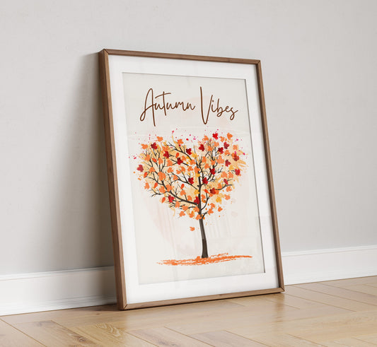 Autumn Vibes Watercolor Tree Print: Seasonal Home Decor (PDF)