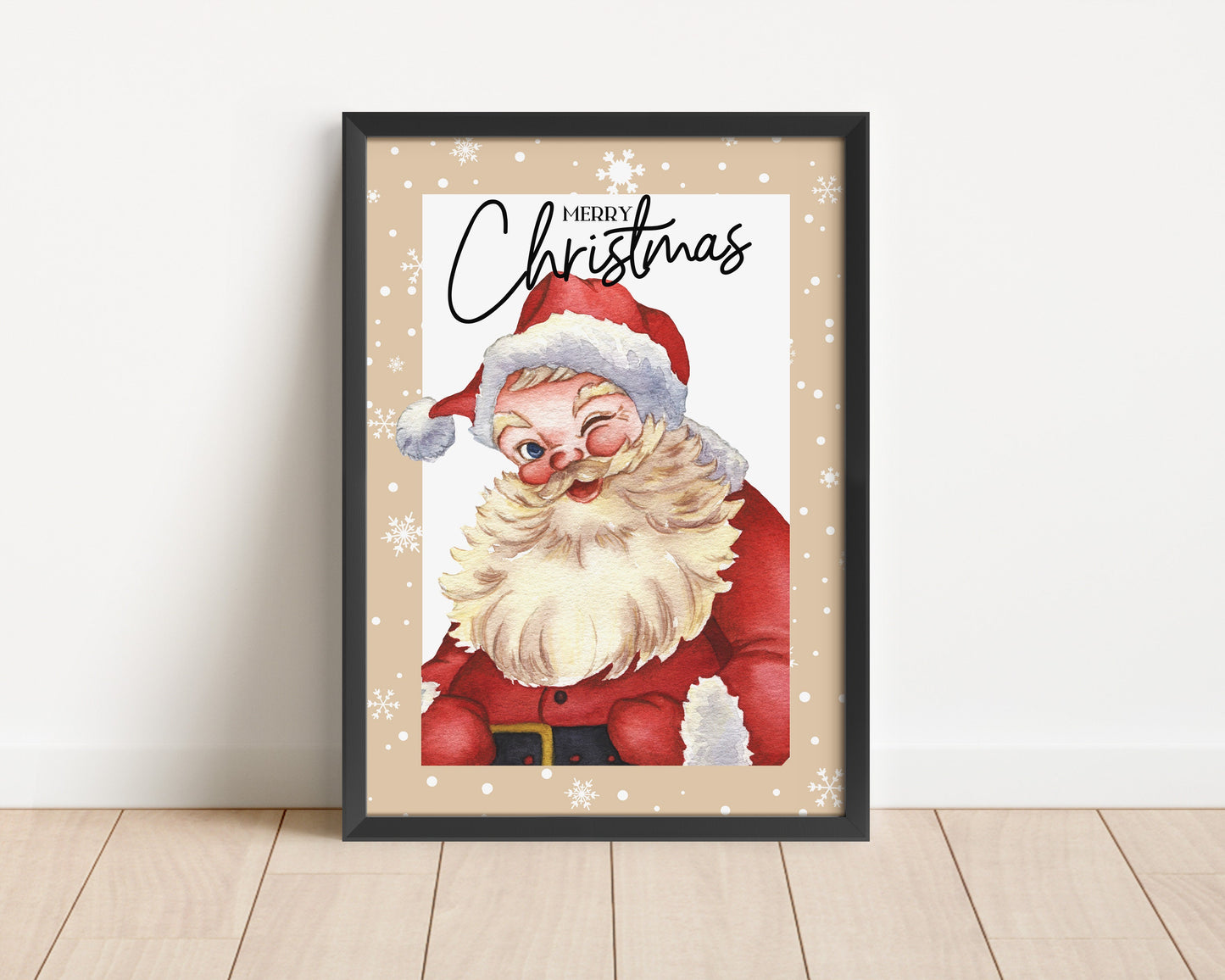 Christmas Santa Poster, Santa Print, Xmas Wall Art, Festive Decor, Christmas Decoration Print, Frameless Watercolour Print, Santa Decor