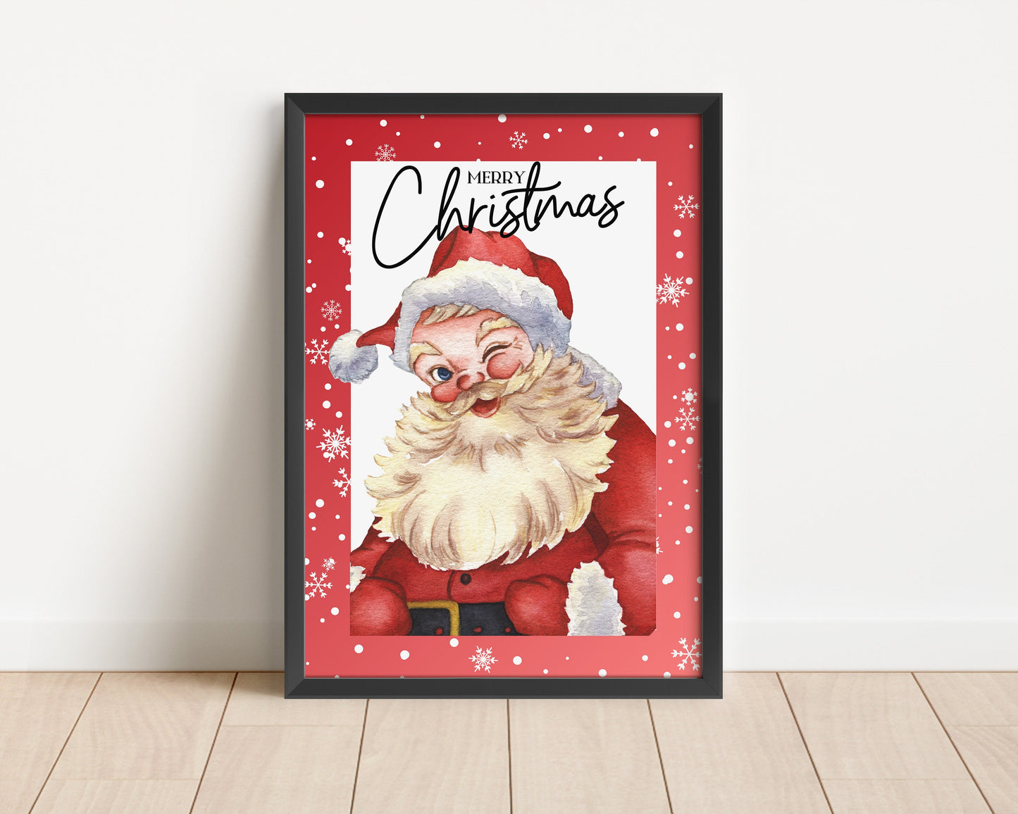 Christmas Santa Poster, Santa Print, Xmas Wall Art, Festive Decor, Christmas Decoration Print, Frameless Watercolour Print, Santa Decor