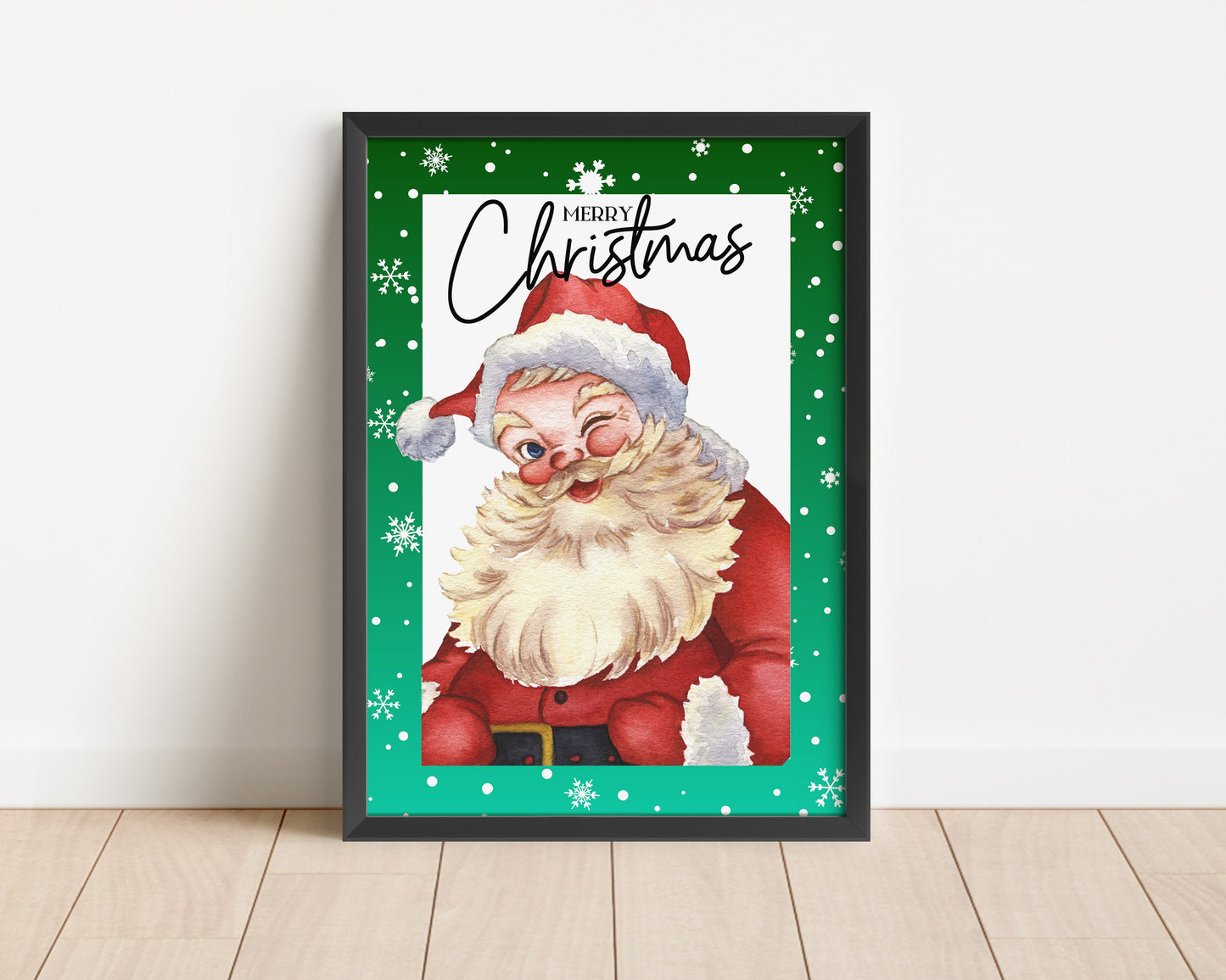 Christmas Santa Poster, Santa Print, Xmas Wall Art, Festive Decor, Christmas Decoration Print, Frameless Watercolour Print, Santa Decor