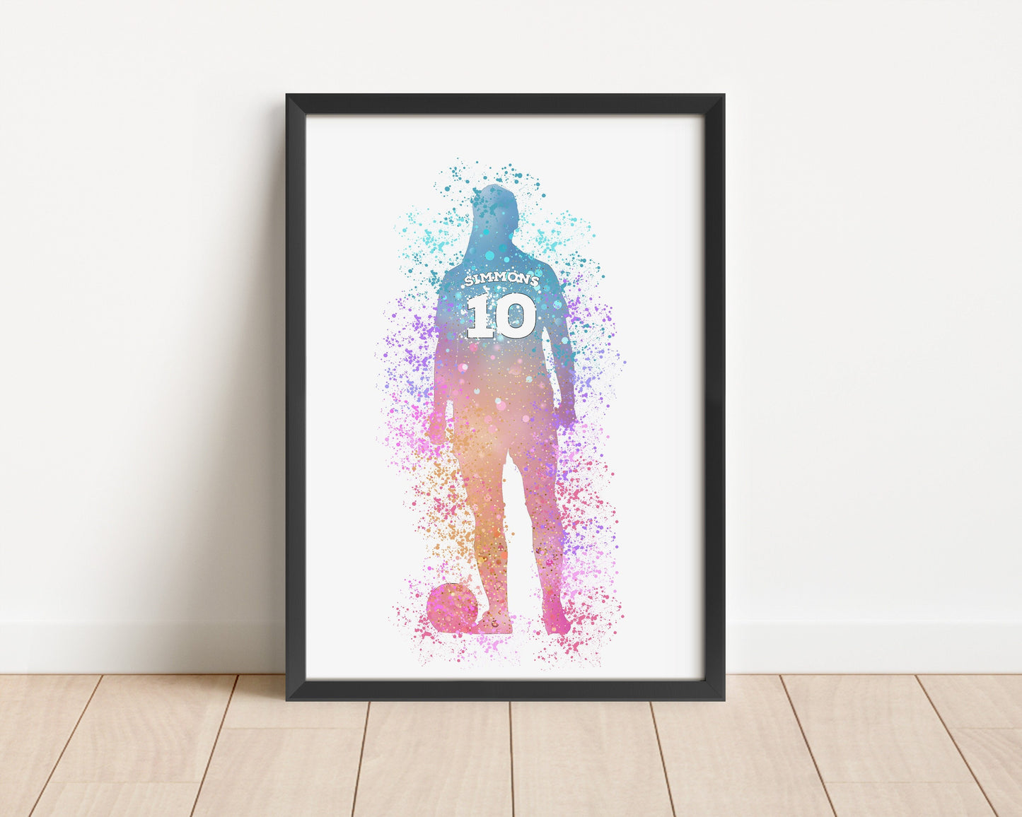Watercolor Football Girl Art Print: Personalized Sports Gift (A4/A5)