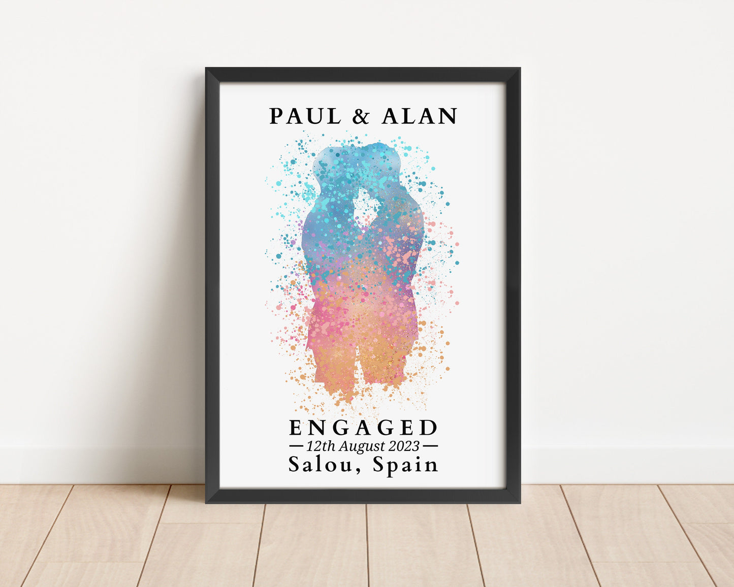 Custom Couple Engagement Gift, LGBTQ  Wedding Gift for Mr & Mr, Gay Engagement Print, Personalised Anniversary Valentines Gift for Boyfriend