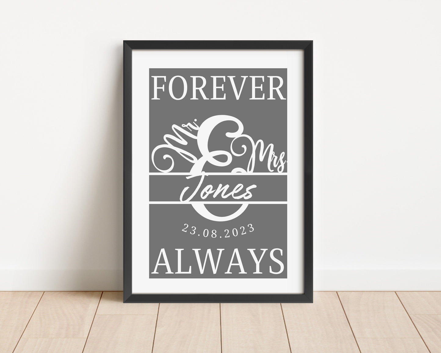 Personalised Wedding Date Print: Minimalist Anniversary Wall Art