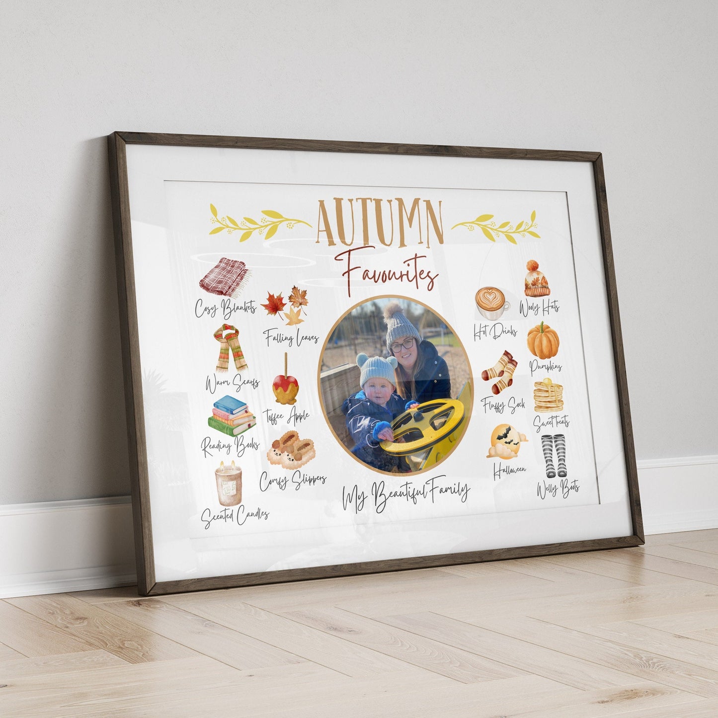 Personalised Autumn Photo Print: Family Fall Favorites, Seasonal Decor
