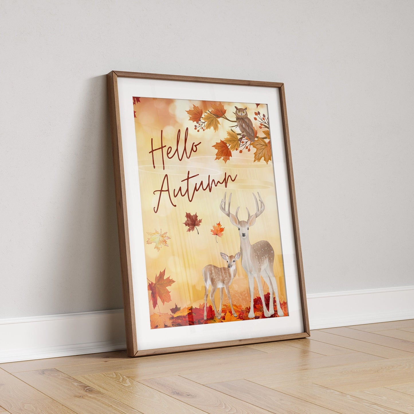 Deer Watercolor Autumn Print: Seasonal Fall Decor (PDF)