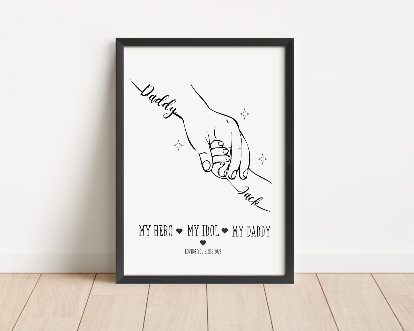 Personalized Father & Child Line Art Print: Custom Daddy Gift