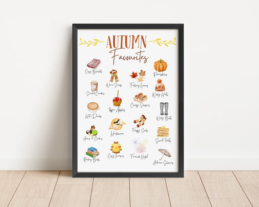 Autumn Favorites Watercolor Art Print: Seasonal Decor