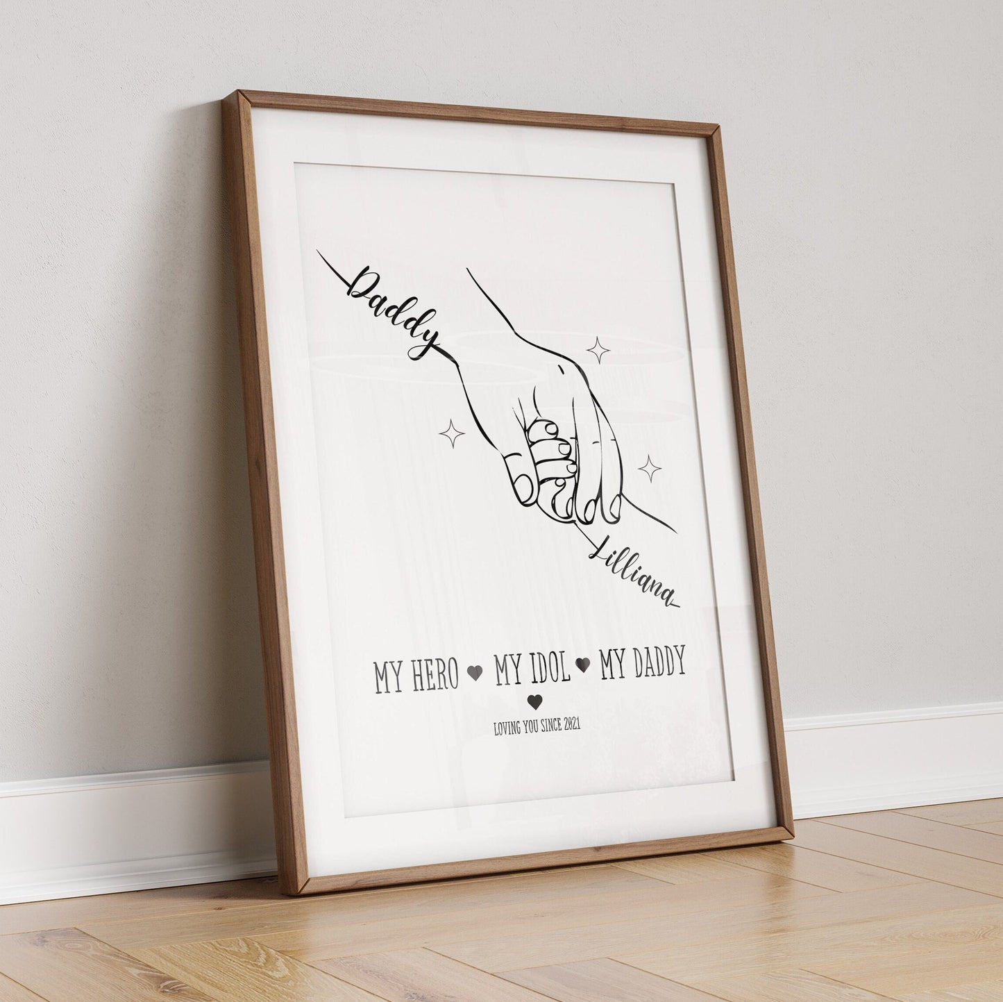 Personalized Father & Child Line Art Print: Custom Daddy Gift