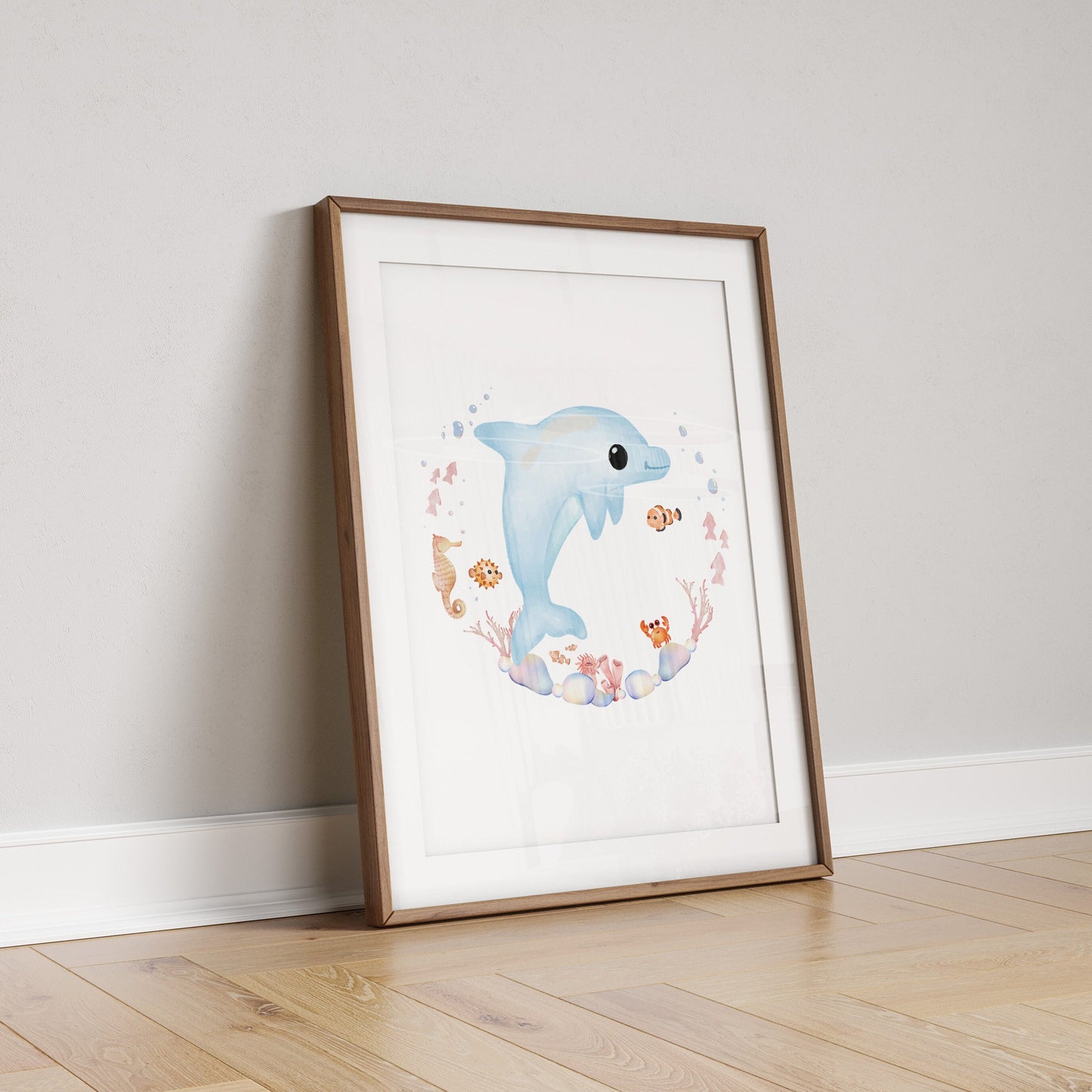 Personalised Ocean Nursery Prints: Pastel Sea Life Wall Art Set