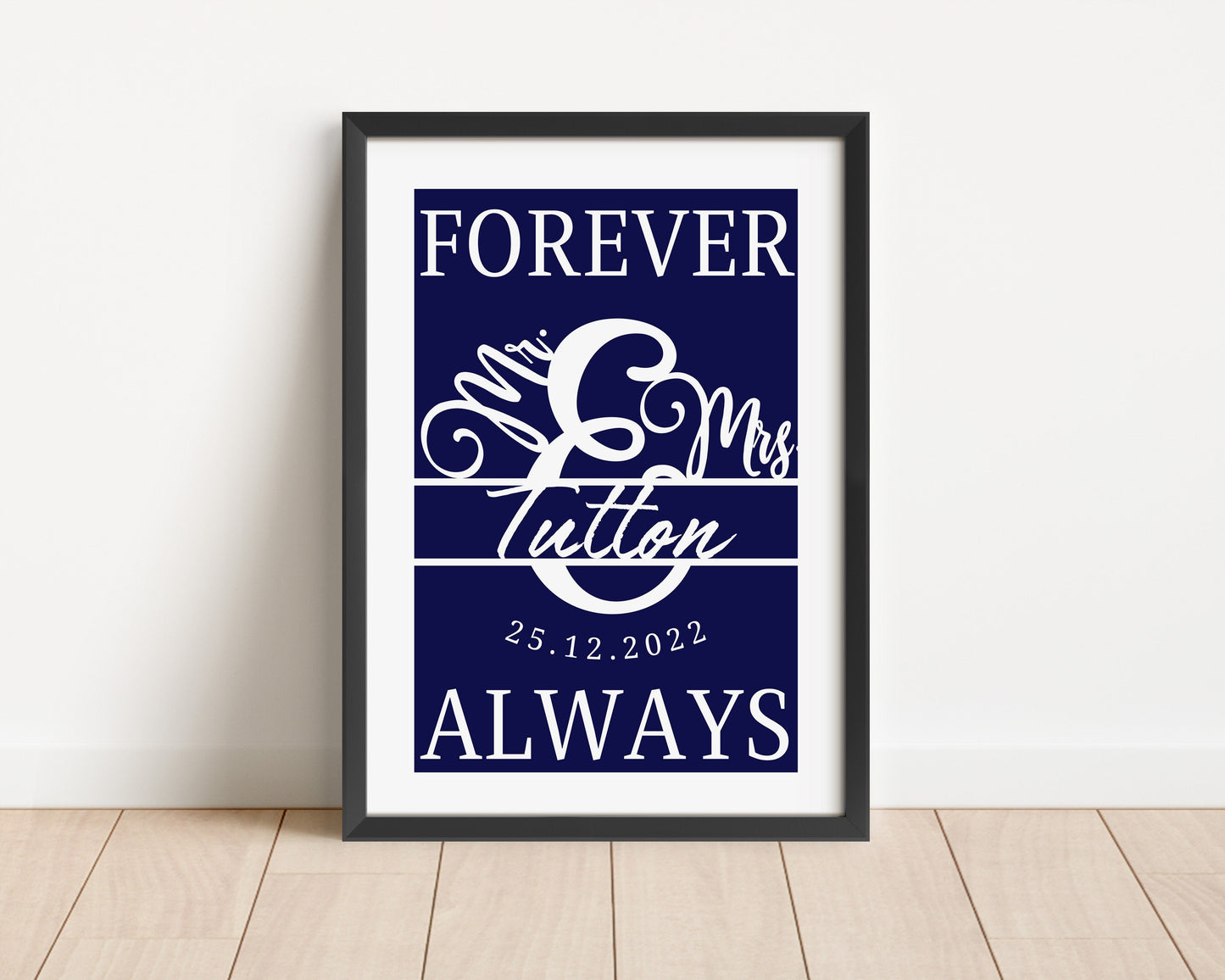 Personalised Wedding Date Print: Minimalist Anniversary Wall Art